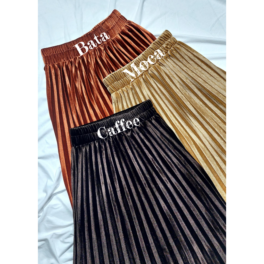 ROK Plisket bludru jumbo premium Rok bawahan plisket karet jumbo Aerstore