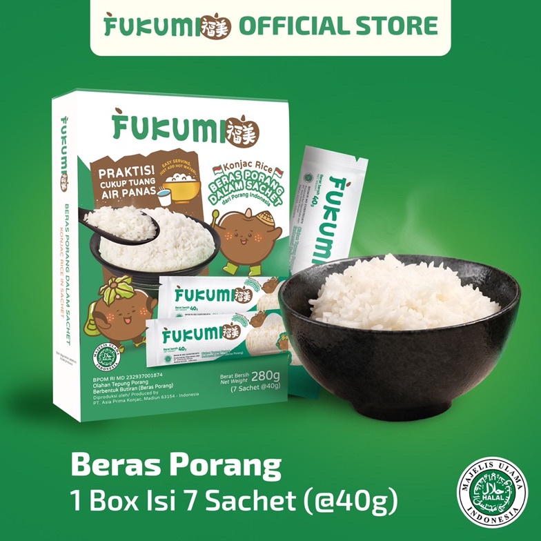 

[PRODUK FPCFY71] FUKUMI Beras Porang Box Sachet - Shirataki/Konjac Rice rkeuh