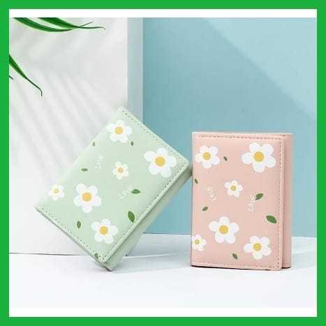 DOMPET LIPAT PENDEK KECIL LUCU MOTIF BUNGA WANITA IMPOR MURAH
