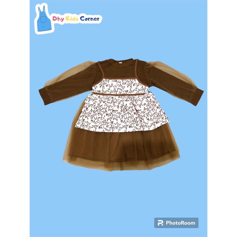 Dress Tile Motif Daun Anak Perempuan