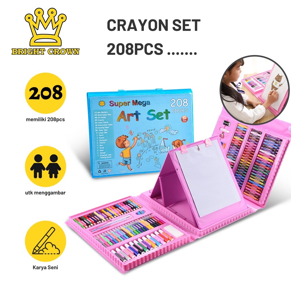 

[KODE MSQ99] Bright Crown Pensil Warna Crayon Set Isi 208pcs & 150pcs / Crayon set Macam Warna Cocok Menggambar Mewarnai