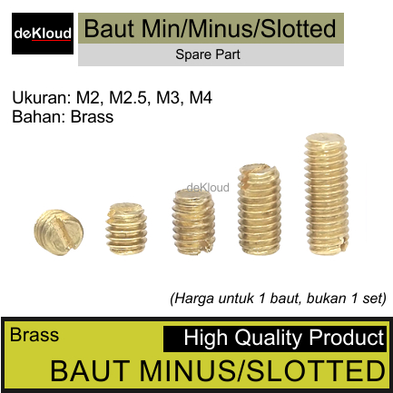 Baut SLOTTED - MINUS - MIN Brass | gold M2 M2.5 M3 M4 screw tanam