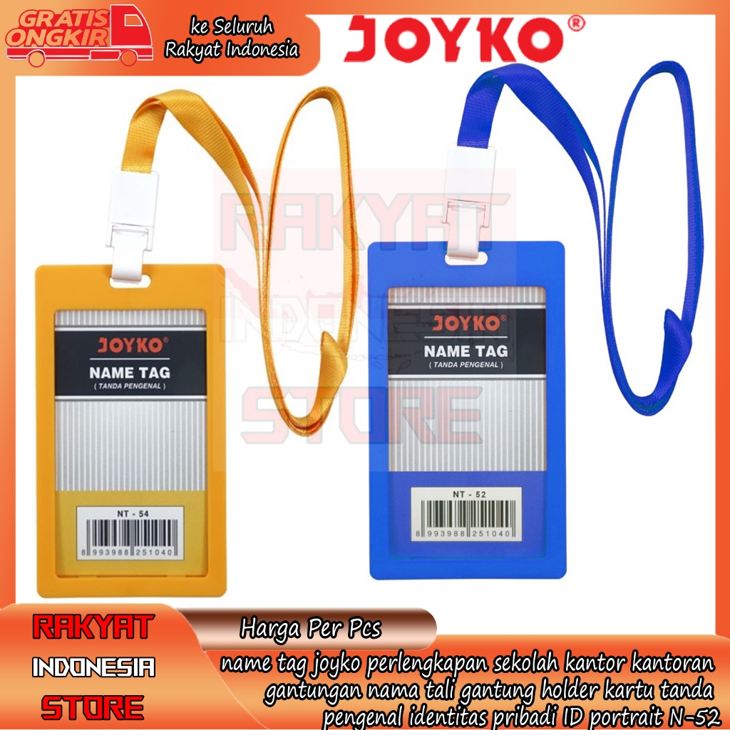 

Name Tag Joyko Gantungan Kartu Nama Tanda Pengenal Id Card Lanyard Holder Portrait N 52 Perlengkapan Alat Tulis Office Sekolah Kantor Kantor-Kantoran Tali Frame Plastik Plastic Pelastik Kerja Pegawai Karyawan