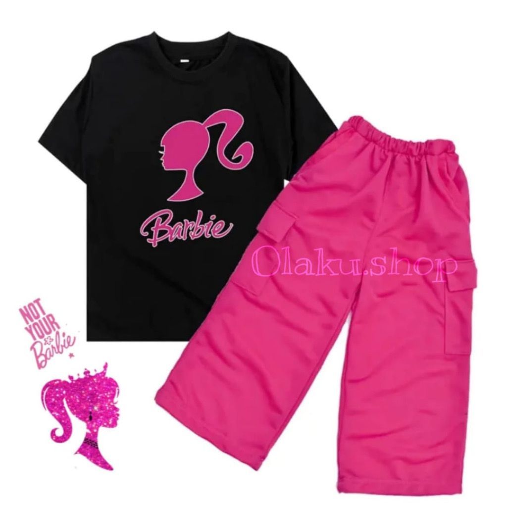 SETELAN ANAK KAOS BARBIE UMUR 1 - 12 TAHUN BAJU ANAK TERBARU SETELAN ANAK PEREMPUAN CELANA KULOT BAR
