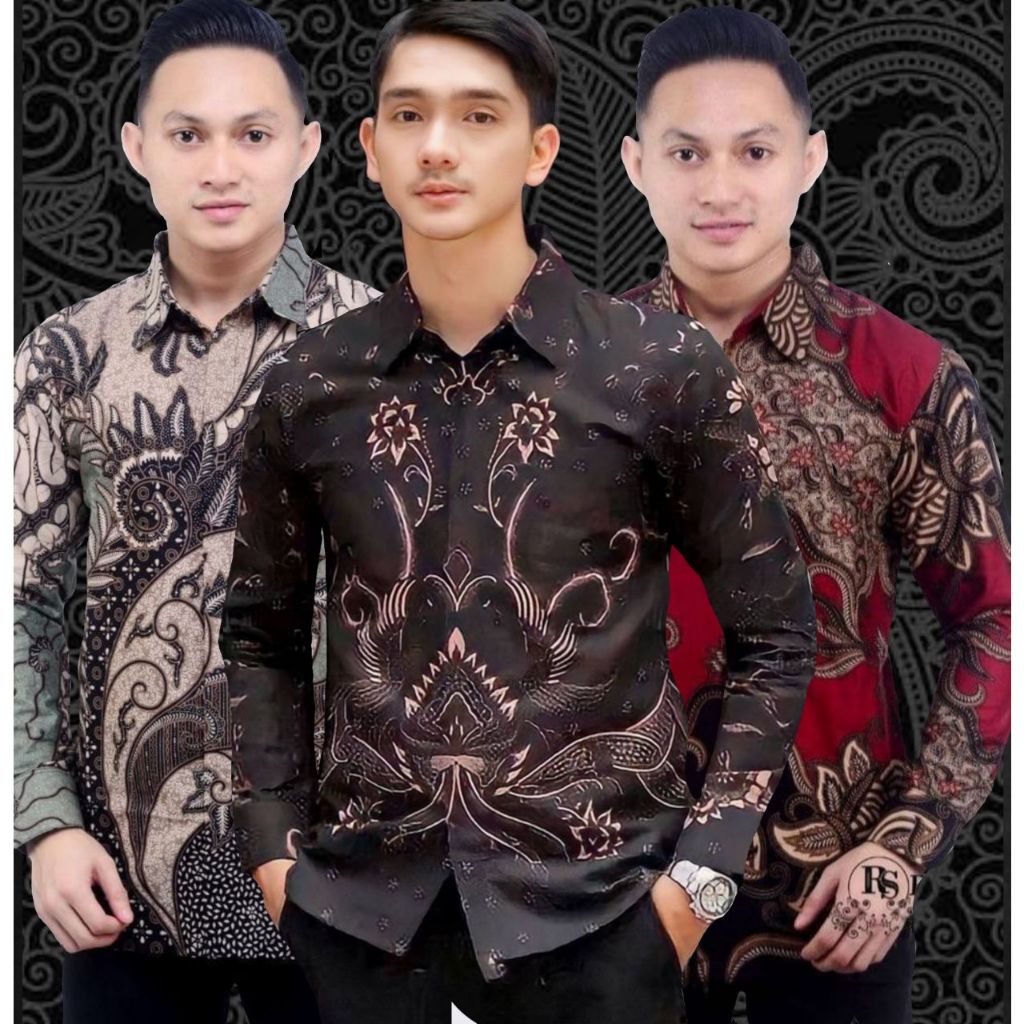 Kemeja Batik Pria Modern Lengan Panjang Casual Modis Slim Fit Trendy Masa Kini OL 162