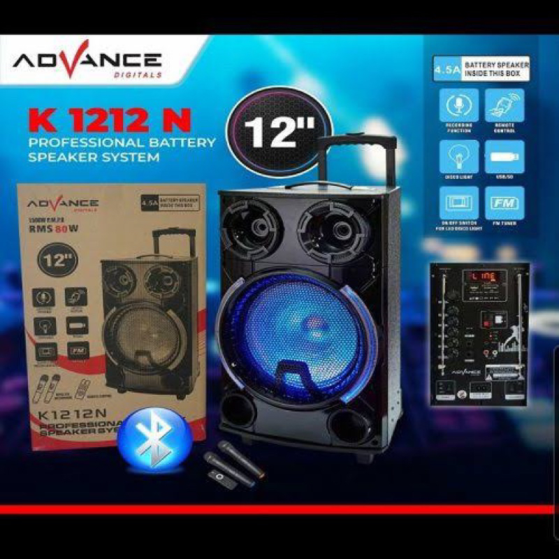 Advance Speaker Portable 12 Inch Advance Portable Speaker Advance K1212N Bluetooth 12 inch Advance K