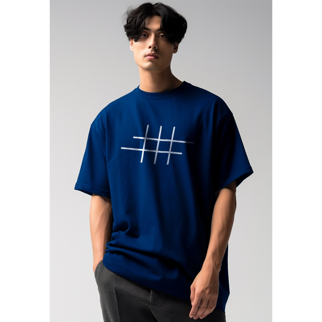 kaos oversize tebal bahan scuba distro pria aesthetic "garis tictactoe' merah maroon hitam navy MTQ4