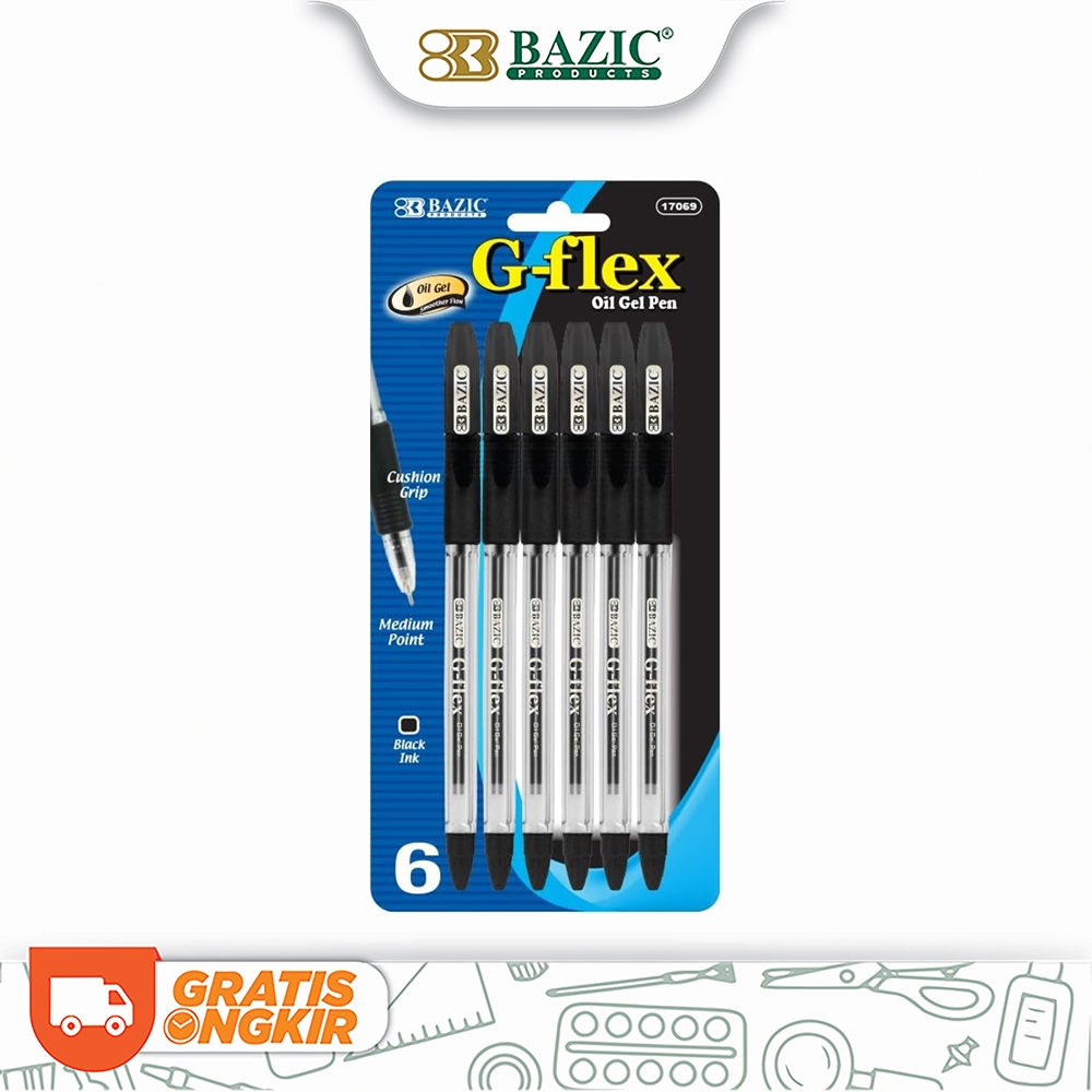 

Bazic G-Flex Oil Gel Pen Black (6/Pack) - Pulpen Pena Hitam