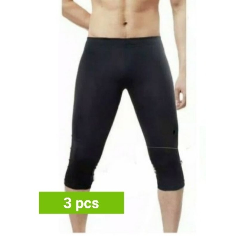 ( 3 pcs ) celana legging olahraga pria 3/4 std