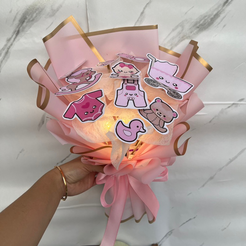 hadiah congratulation selamat lahiran kelahiran bayi baby hampers buket bouquet led custom boy / gir