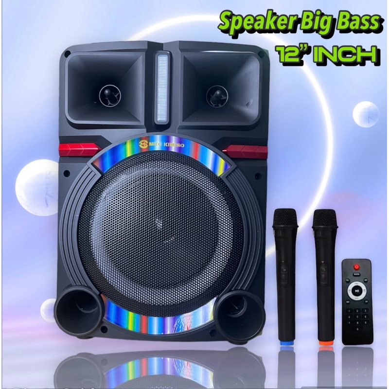 Speaker Bluetooth Karaoke Kimiso Qs-1205HH RGB  12inch With 2Mic Karaoke wireles