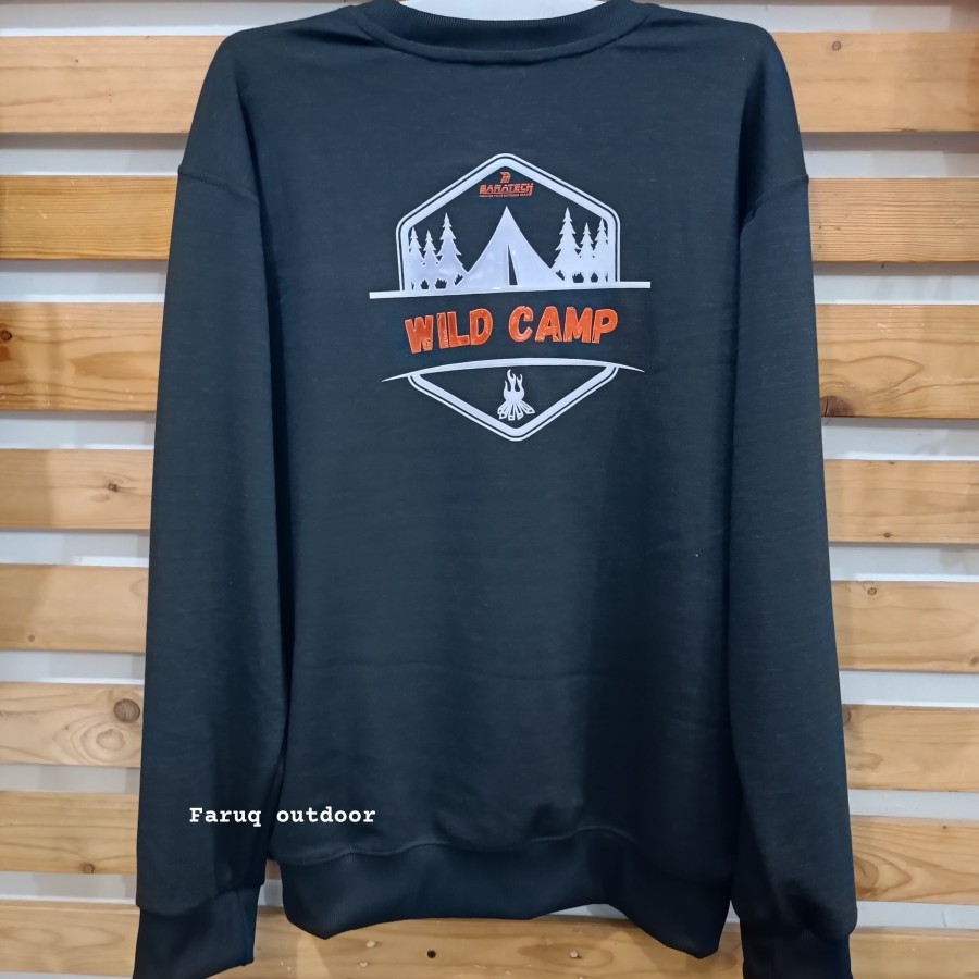 Crewneck Baratech Wild Camp Black Jaket Hoodie Daily Outdoor Crew Neck