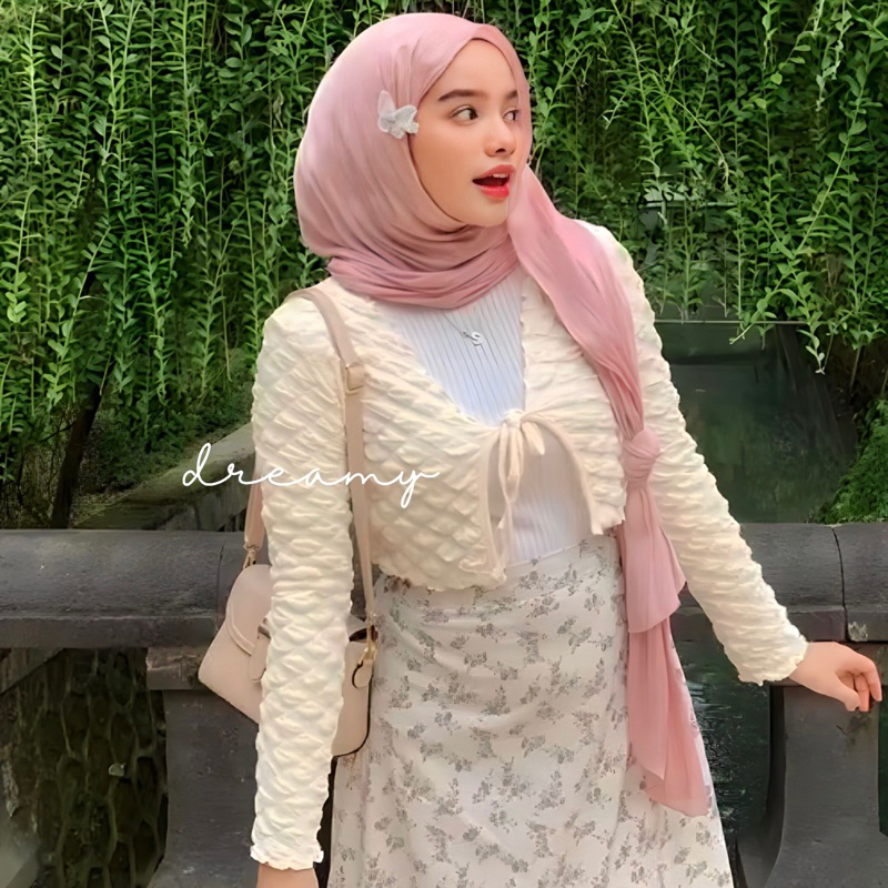 ‼️READY‼️GUMMIE BUBBLE CROPPED CARDIGAN TEXTURED ORI REALPICT - CARDIGAN CROP KOREA - CARDY CROP TAL