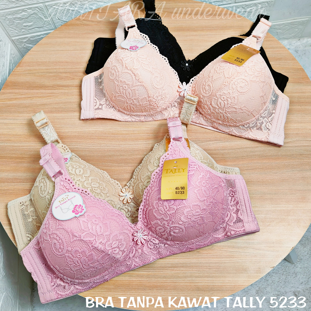 Bra Brokat Tanpa Kawat Tally 5233 Cup B Size 34-40 / Bra Cup full Tanpa Kawat Brokat TALLY 5233