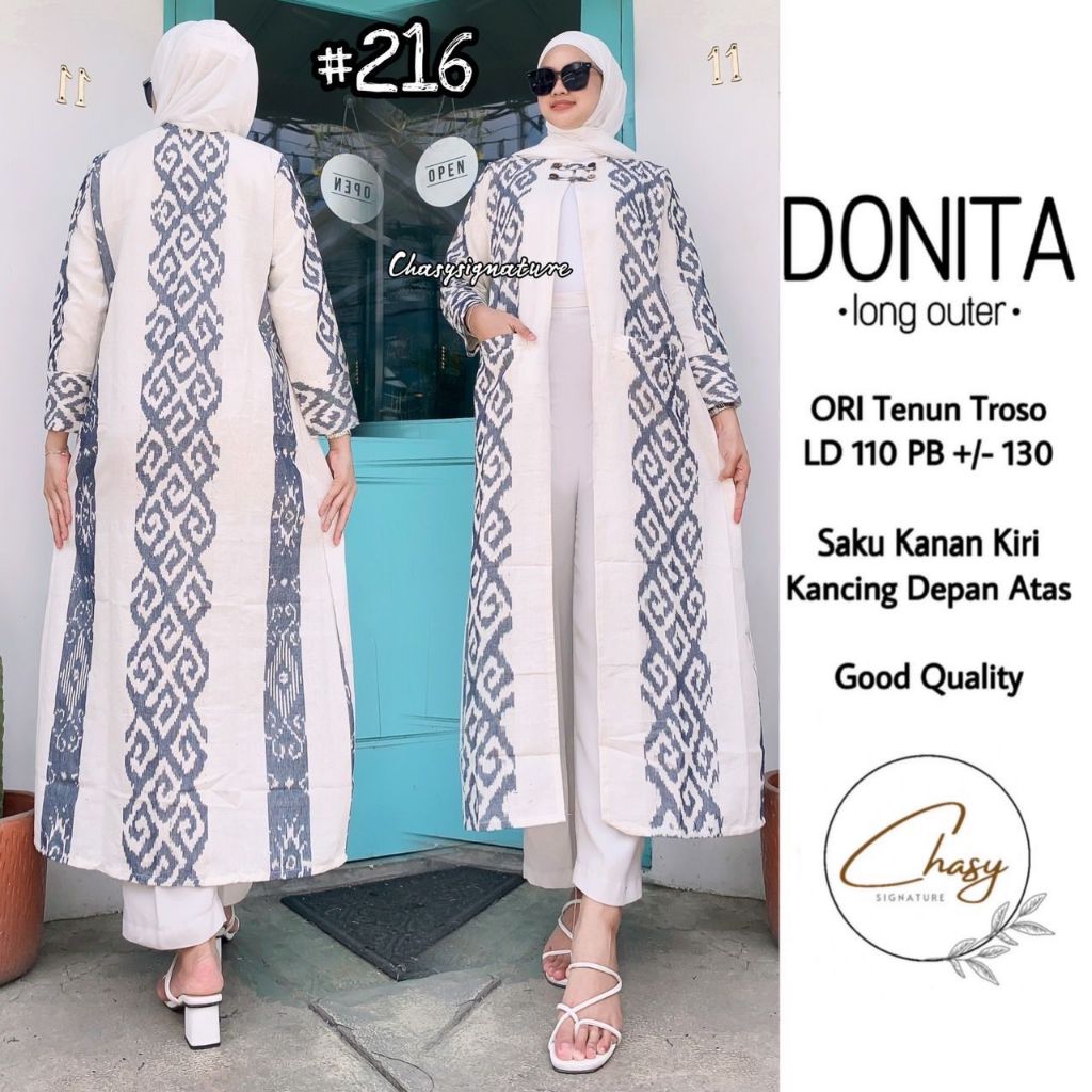 Long Outer Batik Tenun by Butik Batik Solo Bahan Tenun ORI kode LONG OUTER BATIK TENUN DONITA  1