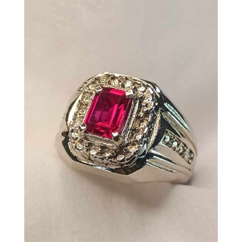 Cincin pink topaz kotak