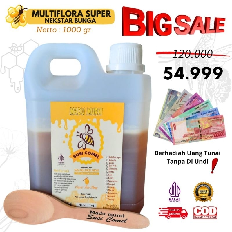 

Madu Murni Multiflora SUPER BUNGA 1000 gr Madu Asli Raw Honey