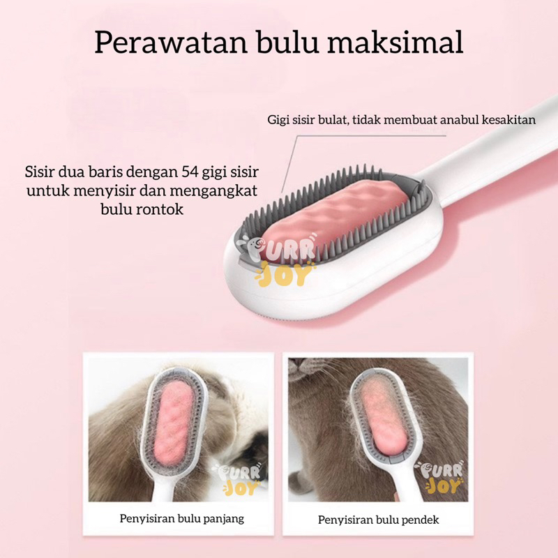 PURRJOY Sisir Spa Hewan Peliharaan Anjing Kucing / Sisir Penghilang Bulu Rontok Anjing Kucing / Sisir Anjing Kucing / Pet Brush