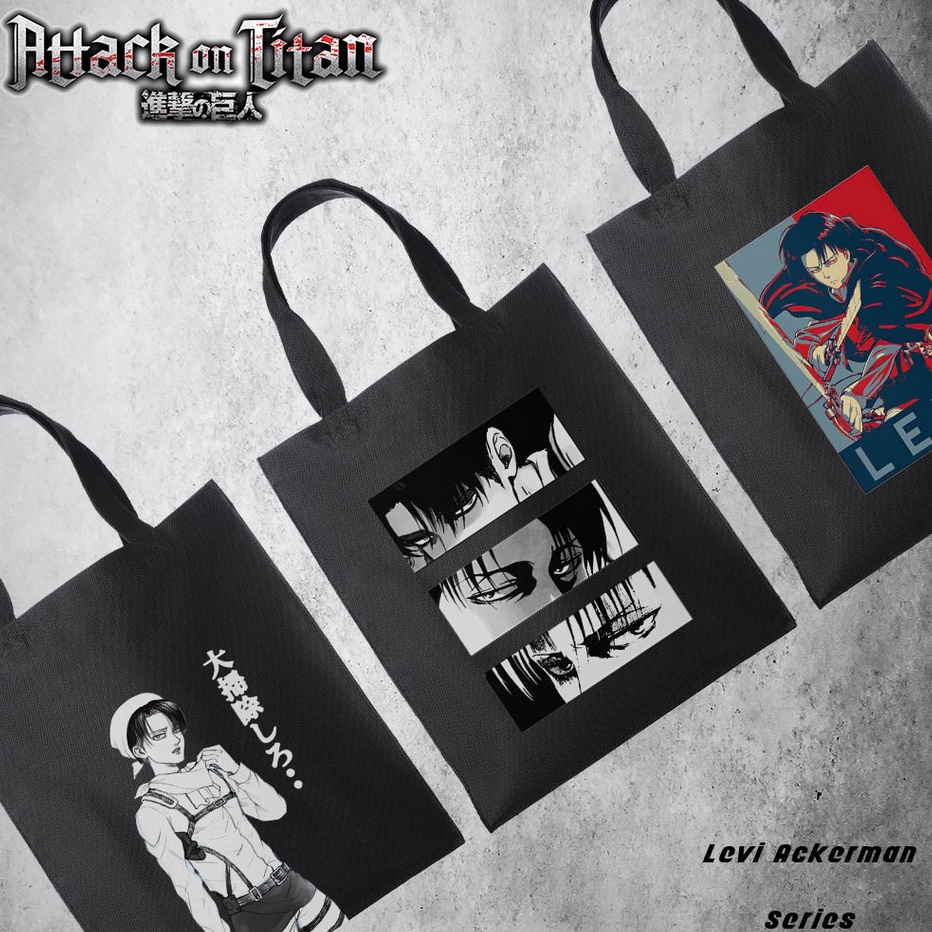 QPBM2631 DISKON Tote bag Anime Attack On Titan Levi Ackerman Hitam Tote bag premium Totebag seleting