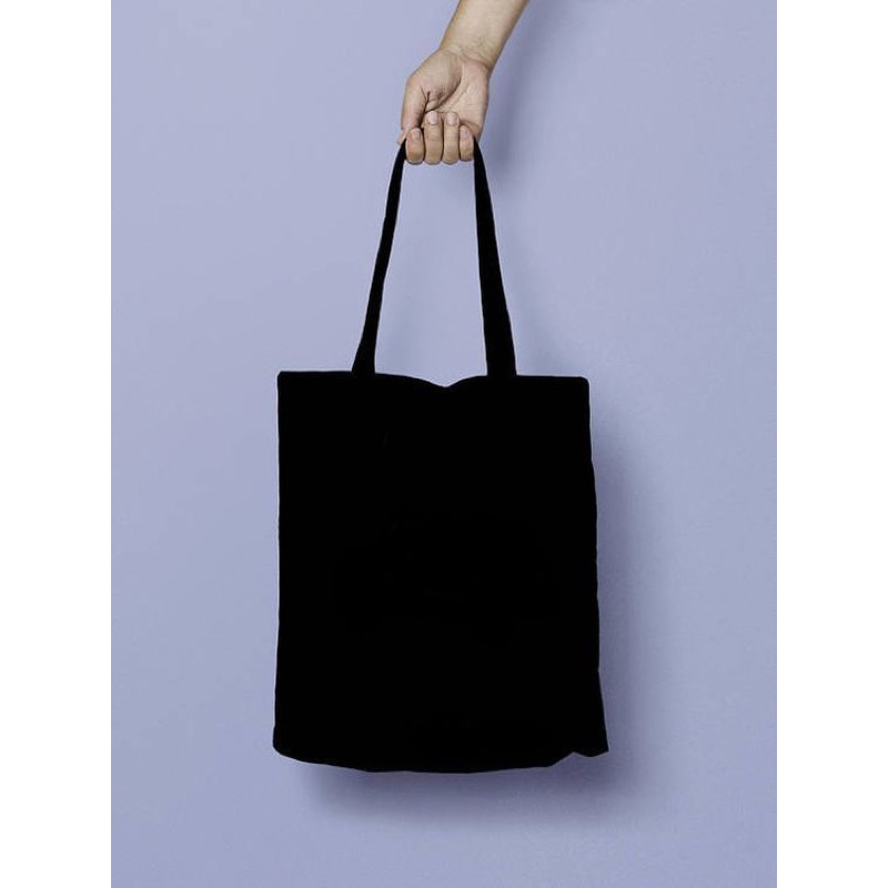 TOTE BAG POLOS KANVAS HITAM 30x40 DENGAN SLETING