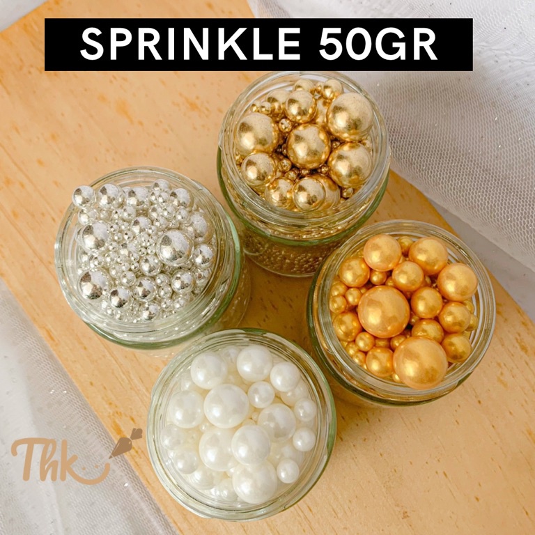 

84 Sprinkle Mutiara Putih / Gold / Silver 50gram Readystock ⌒)人