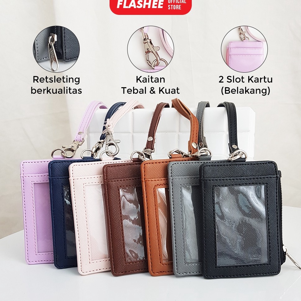 

[✻K27<] Lanyard Resleting Name Tag Seleting ID Card Holder Zipper Kulit Termurah PU Leather Lanyard NameTag [214]