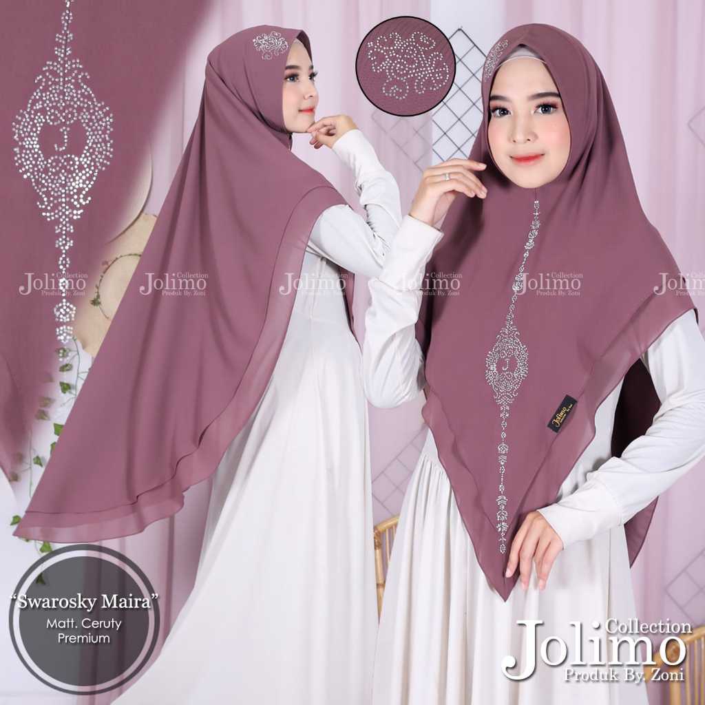 Khimar Syari Ceruty Premium Maira Swarovski – Jilbab Syari 2 Layer Elegan
