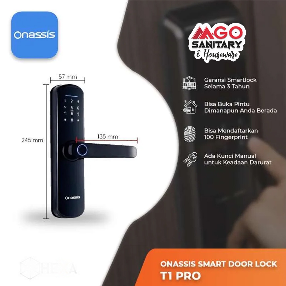 ONASSIS DIGITAL LOCK T1 PRO/ONASSIS KUNCI PINTU SMART HOME/KUNCI PINTU DIGITAL