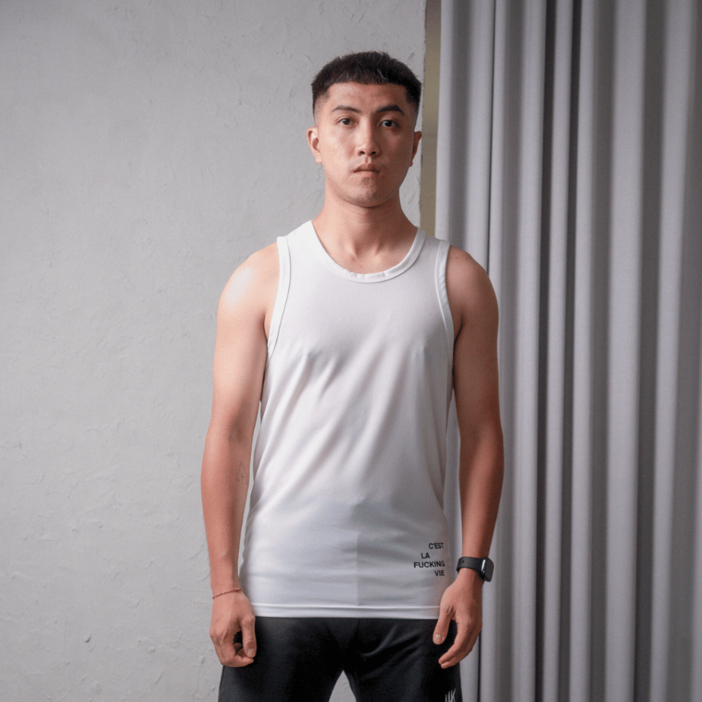 DONSON Sportswear Cest La Vie Singlet Tanktop Dalaman Olahraga Extra Fine Polyester Warna White