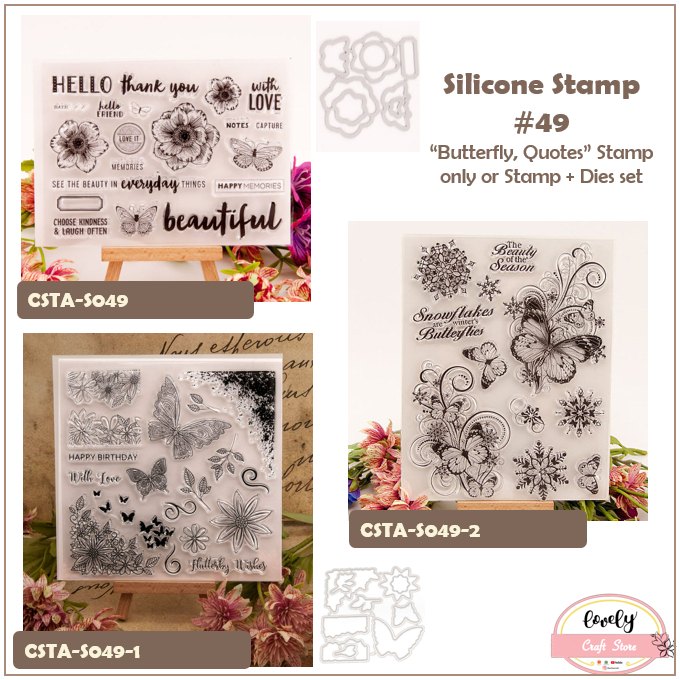 

LovelyCraftStore | S 49 ~ Transparent Silicone rubber Clear Stamp ~ Stempel Silikon Transparan Silicone Stamp Leaves, Butterfly, Daun, Kupu untuk journal, cards, art craft, scrapbook