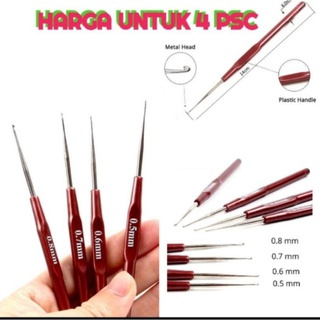 Jarum Gimbal / Jarum Rajut / Dreadlocks Pen Tulip / Jarum Songket 1 Set Isi 4 Pcs d