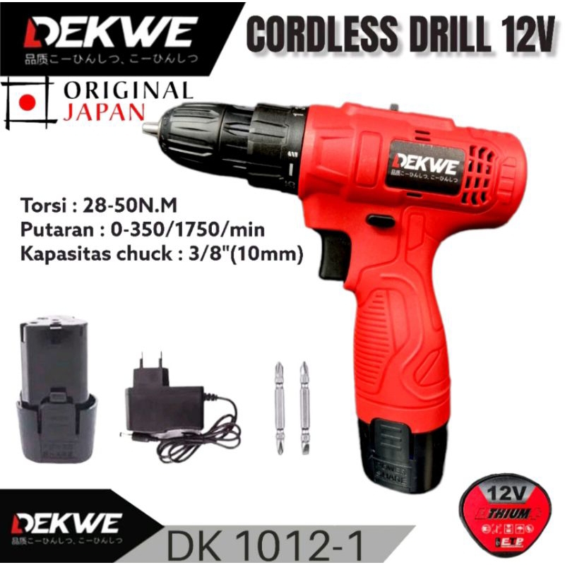 Bor baterai 12 volt 1 baterai Dekwe/ Bor cordless 12 volt Dekwe (1 baterai)