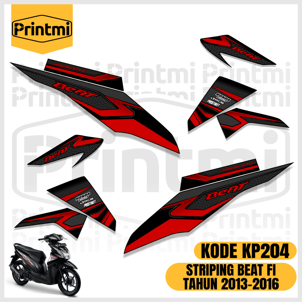 Printmi Striping Stiker Motor Beat FI 2013 2014 2015 2016 Simple Variasi List Modifikasi KP204