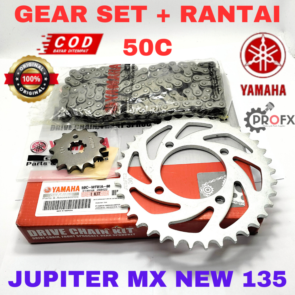 GEAR RANTAI SET JUPITER MX NEW 135, MX OLD YAMAHA 50C KUALITAS ORIGINAL YGP GER GIR GIGI TARING