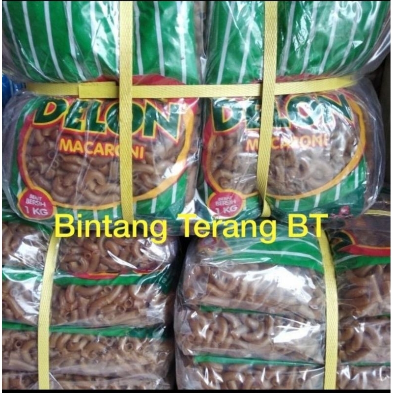 

Makaroni Mentah DELON Hijau 1 kg x 10 pcs per Bal/Ball/Dus 10 kg Mekar