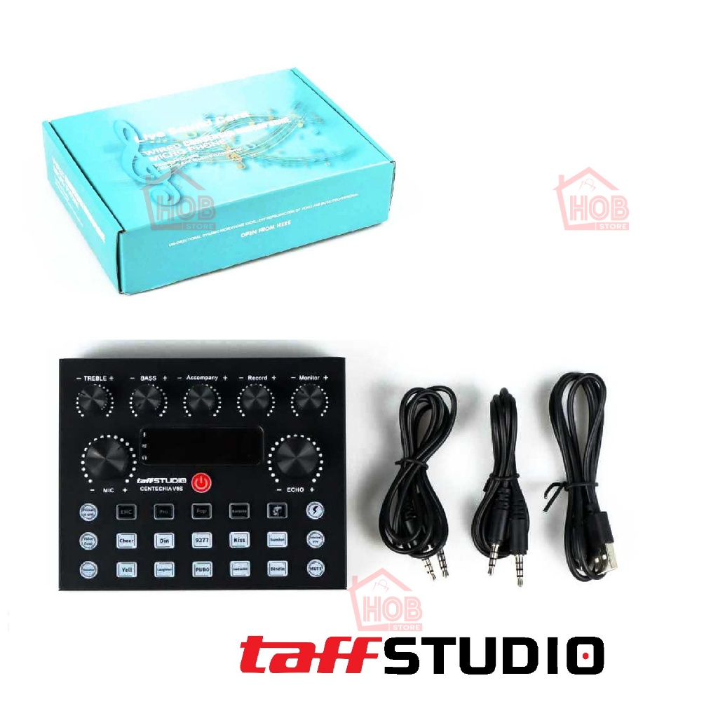 TaffSTUDIO V8S SoundCard Mixer 2 input Audio Microphone BM800 700 8000