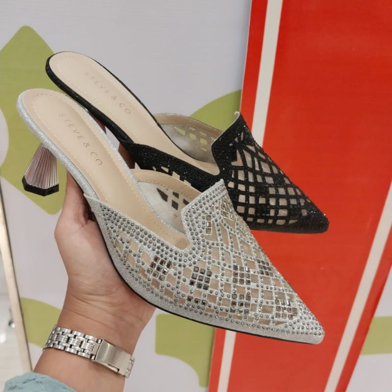 sepatu wanita selop/mules pesta heels 7cm STEVE&CO ori