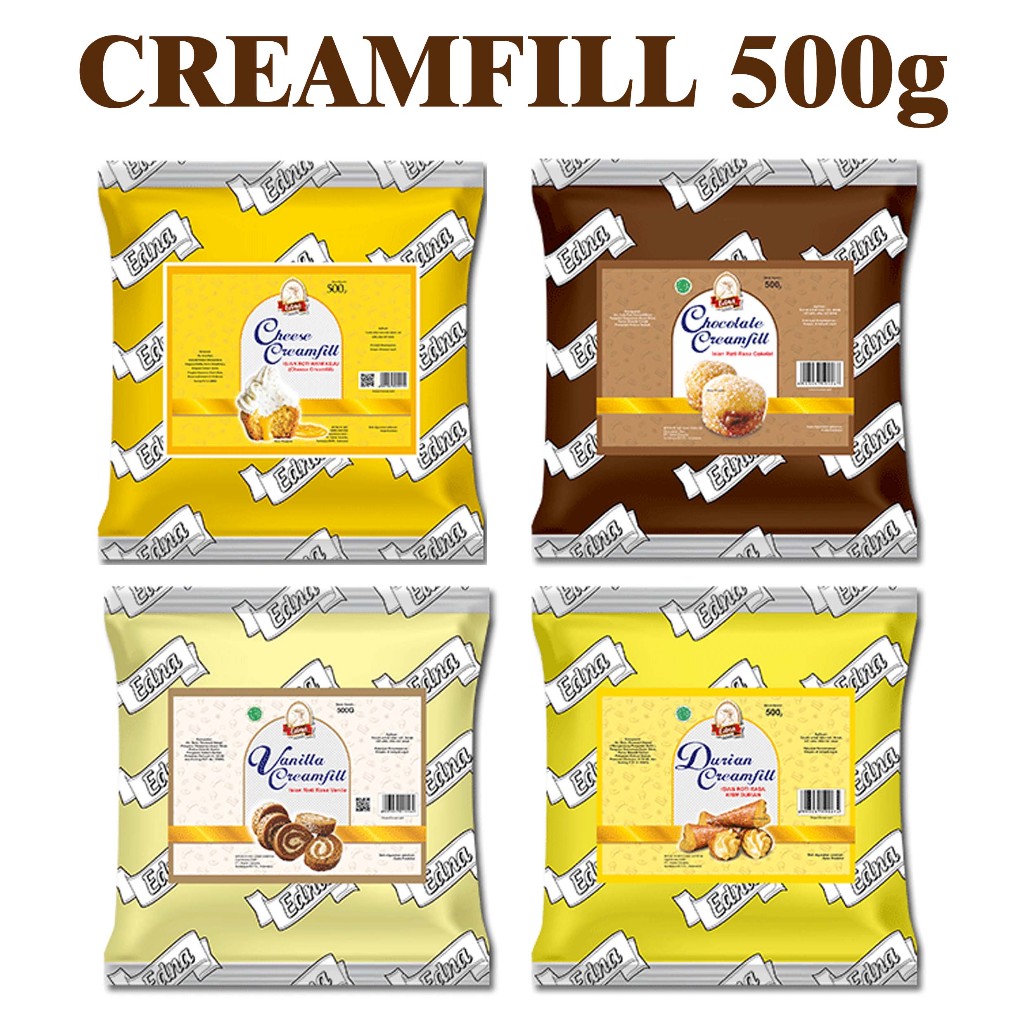 

Edna creamfill 500g / edna cheese creamfill / edna chocolate creamfill / edna durian creamfill / edna vanilla creamfill