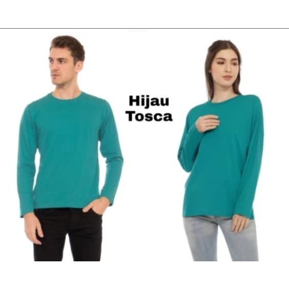 Kaos Oblong Polos Lengan Panjang Warna Hijau Tosca - KAOS LENGAN PANJANG - KAOS PRIA LENGAN PANJANG 