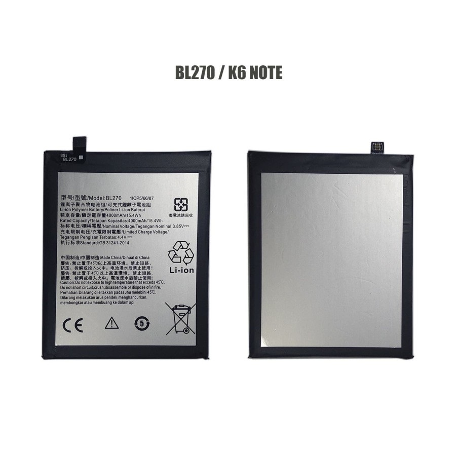 BATERAI LENO BL270 / K6 NOTE / MOTO G6 PLAY BATTERY