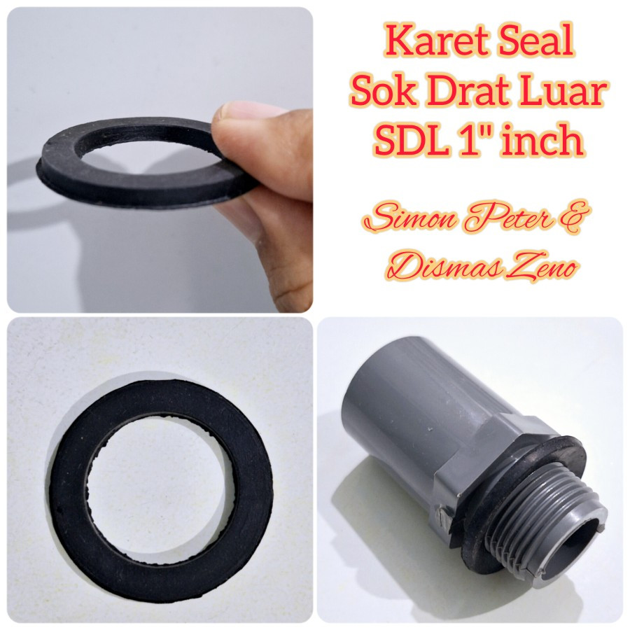 Karet Seal Datar Sok Drat Luar SDL 1" inch Rubber Seal Flat O-Ring untuk Komposter Filter Kolam Koi 