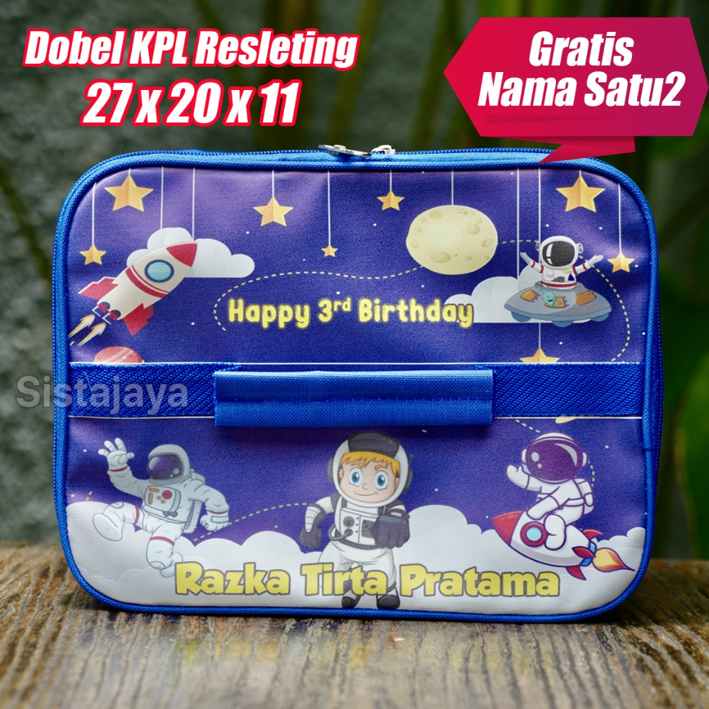 Tas Bekal Makanan Anak Custom Astronot/ Tas Lunch Box Anak Custom Nama / Tas Kotak Makan Anak TK / T