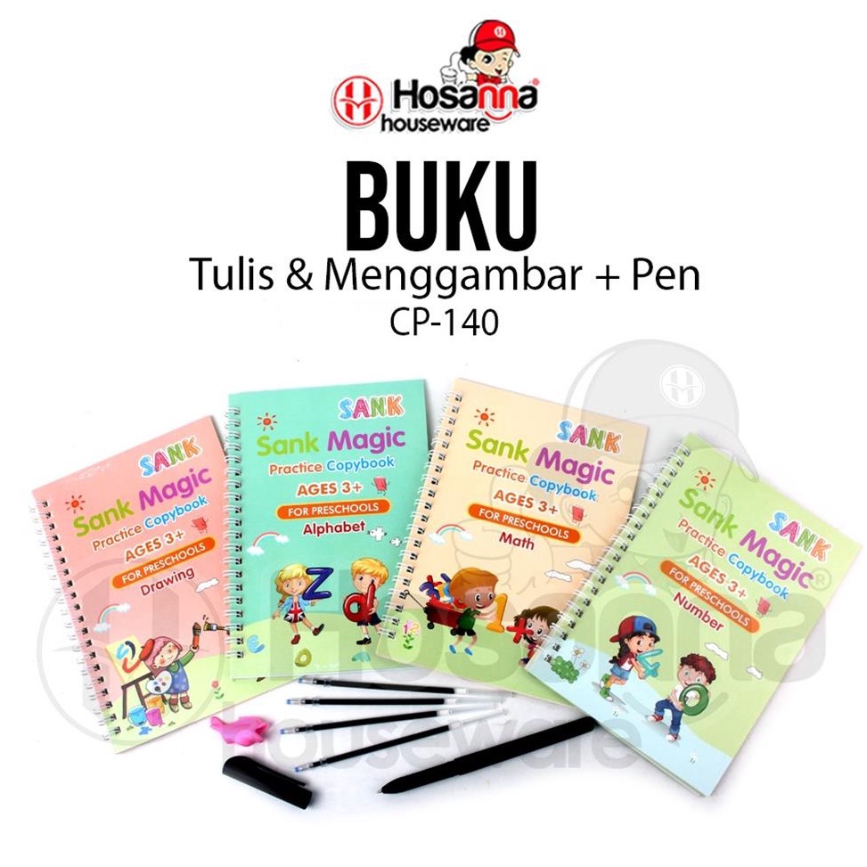 

95 Buku Belajar Set 4in1 + Pen / Drawing Book / Sank Magic Copybook 34