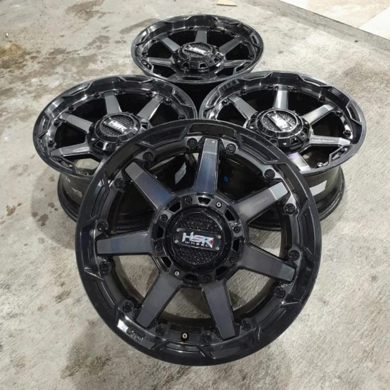 Velg Mobil Second Hsr Dolago R17x8.5 pcd 6x139.7 Et 20 Black Oil PNP PANTHER ELF PAJERO FORTUNER DLL