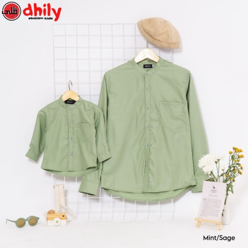 DHILY Kemeja Koko Adlan Couple Ayah dan Anak SAGE GREEN