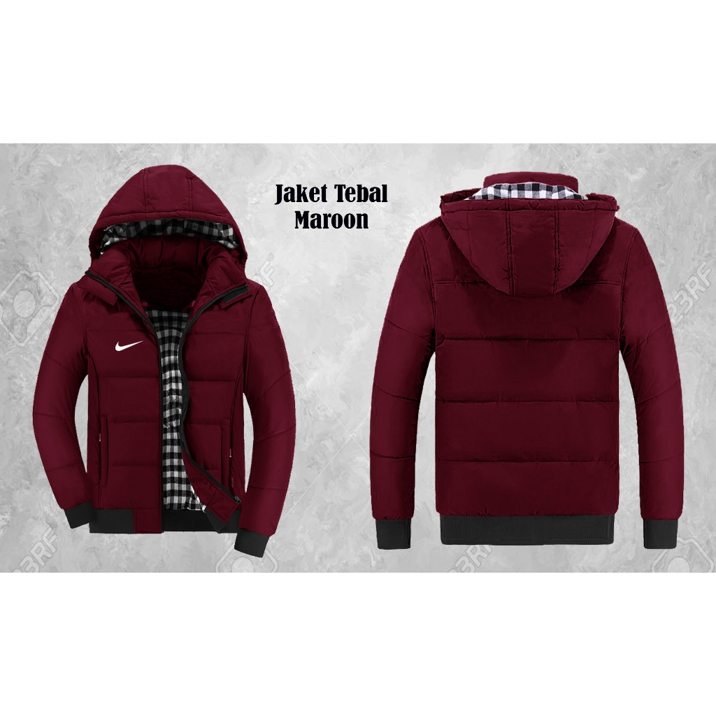 Jaket Premium Logo Nike_k, Jaket Puffer Tebal, Jaket Parka, Jaket Kupluk Parasut