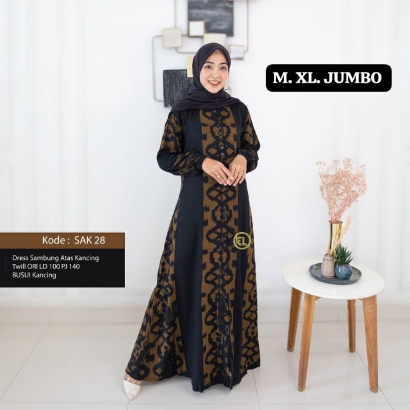 gamis twill ori Elzhaf motif etnik