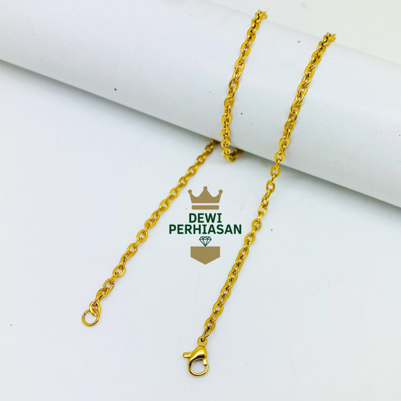 Kalung Titanium Asli Pria Wanita Model Rantai Nori Gold