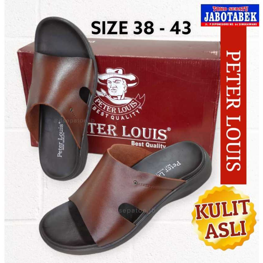 [COD] SANDAL KOKOP PRIA KULIT ASLI PETER LOUIS WARNA COKLAT ANTI RETAK ANTI KELUPAS / SANDAL SELOP C
