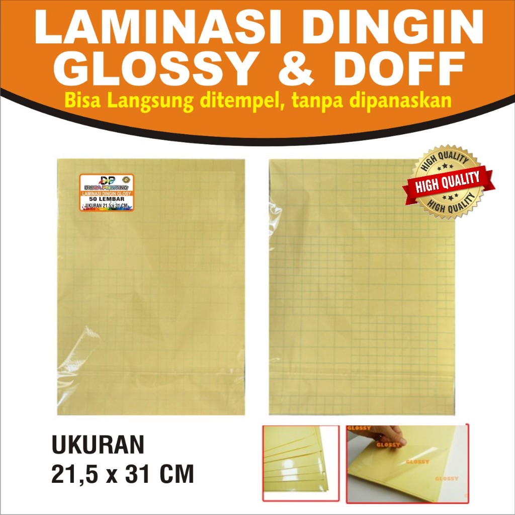 

Plastik Laminasi Dingin A4 isi 50 lembar - Motif Glossy, ( Sticker Bening Transparant Pelapis Kertas